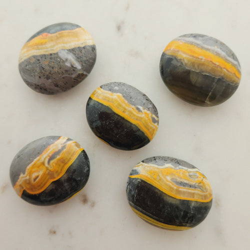 Bumble Bee Jasper Palm Stone (assorted. approx. 4.4-4.9x3.7-4.1x1.8-2cm)