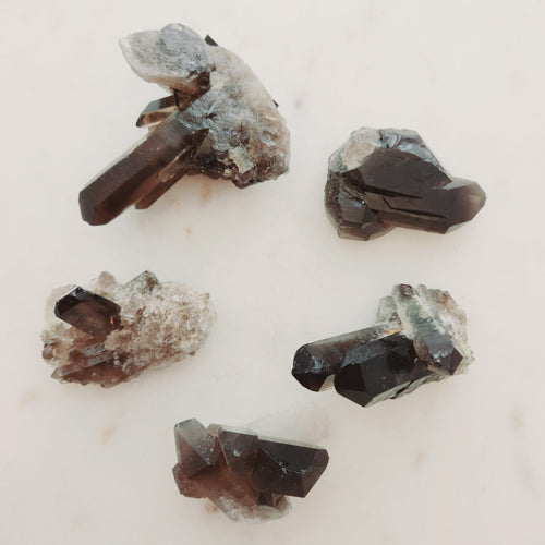 Smoky Quartz Cluster (assorted. approx. 4-6.9x2.9-5.5x1.6-4.3cm)