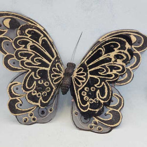 Black & Gold Sparkly Butterfly with Clip
