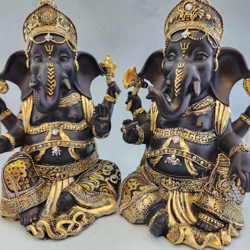 Black & Gold Ganesh With Jewel (assorted approx 22x12cm)