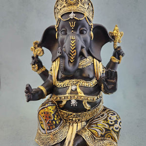 Black & Gold Ganesh With Jewel 