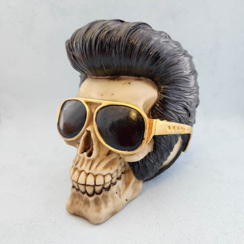 Elvis Skull With Gold Glasses (approx.16x16cm)