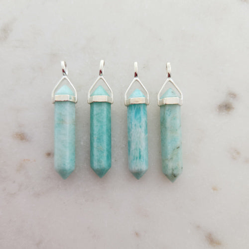 Amazonite Point Pendant (assorted. sterling silver)