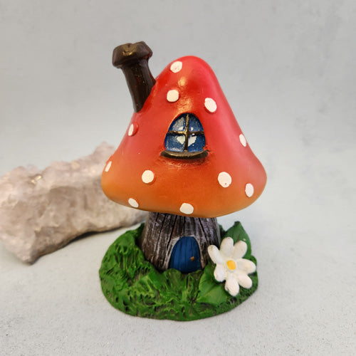 Red Smoking Toadstool Incense Cone Holder (approx. 12x8.5cm)