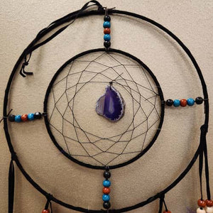 Purple & White Dream Catcher with Agate