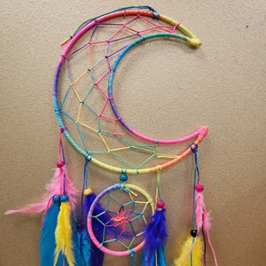 Colourful Crescent Moon Dreamcatcher