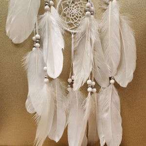 White Crescent Moon Dreamcatcher with Dyed Agate