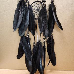 Black Crescent Moon Dreamcatcher with Dyed Agate