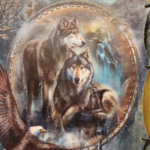Wolves & Eagle in Bamboo Frame
