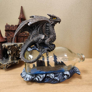Black Dragon with Ship in a Bottle
