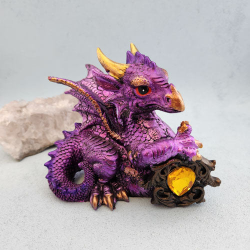 Purple Dragon with Tear Drop Gem (approx. 11x12.5x9cm)