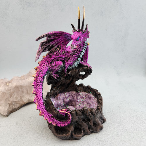 Purple Dragon with Gem Pool (approx. 15x10x8cm)