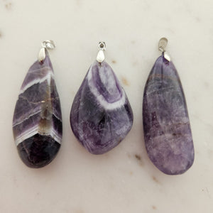 Chevron Amethyst Free Form Pendant