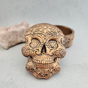 Gold Look Skull Trinket Box