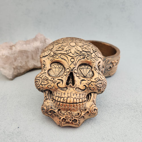 Gold Look Skull Trinket Box (approx. 11x9cm)