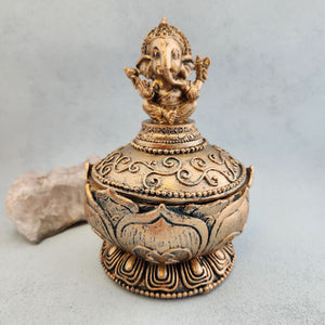 Ganesh Gold Look Trinket Box 