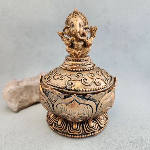 Ganesh Gold Look Trinket Box (approx. 15.5 x11x11cm)