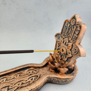 Hamsa Hand & Triquetra Antique Look Incense Burner