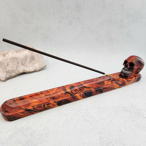 Skull Flames Incense Holder (approx. 24x45x3cm)