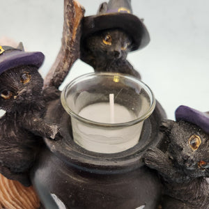 Black Cat Cauldron Tealight Holder