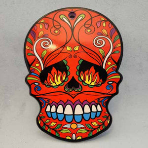 Red Sugar Skull Ceramic Plaque