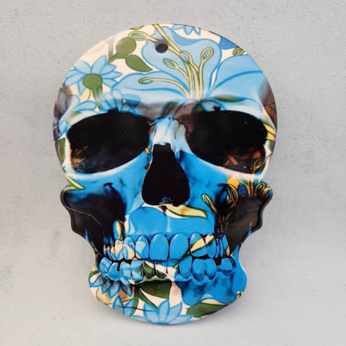Blue Sugar Skull Ceramic Plaque (approx. 20x15xcm)