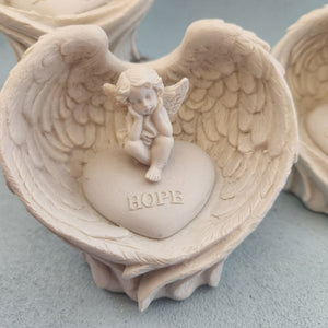 Cherub On Heart In Angel Wings LED