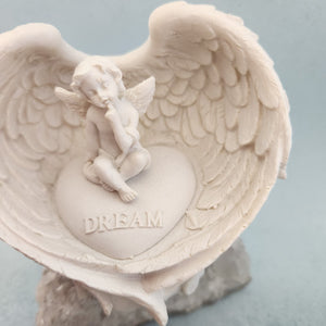 Cherub On Heart In Angel Wings LED