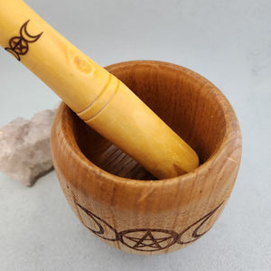 Triple Moon Pestle & Mortar Wooden Set