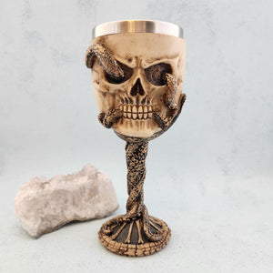 Skull With Bronze Octopus Goblet