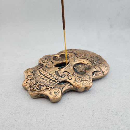 Skull Antique Look Incense Burner (approx 14.5x11cm)