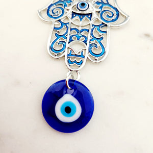 Hamsa Hand with Blue Eye Hanging