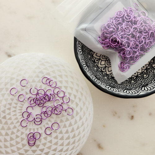 Purple Open Jump Rings Pack (aluminium. approx. 10grams of 0.5mm internal diameter)