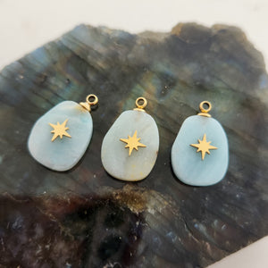 Amazonite Pendant with Gold Metal Star & Bale
