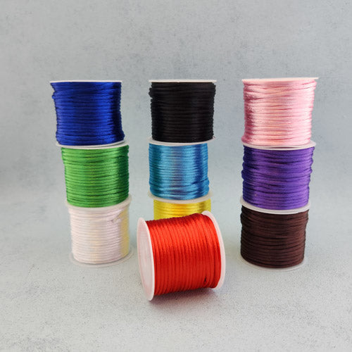 Satin Feel Rattail Cord for Crafting (assorted colours. approx. 2mm. x 8m roll)