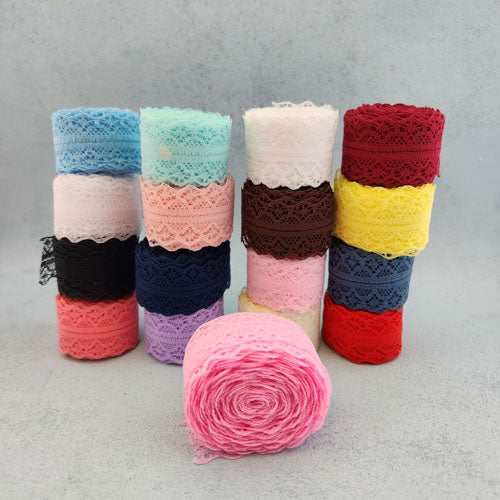 Lace Ribbon for Crafting (assorted colours. approx. 3cm x 5m roll)