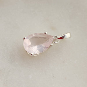 Rose Quartz Faceted Tear Drop Pendant