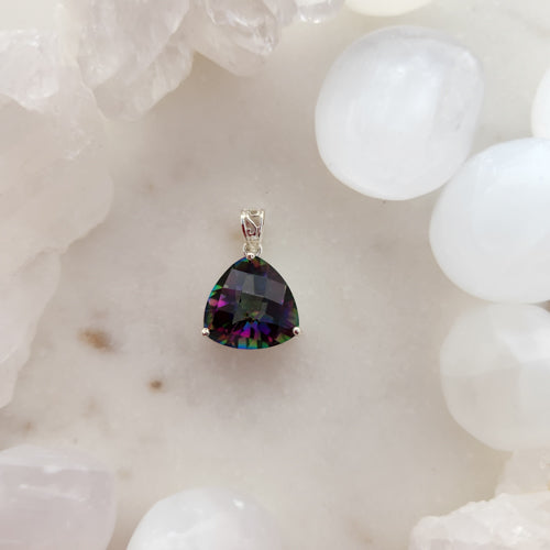 Mystic Topaz Triangular Pendant (sterling silver)