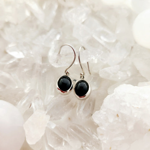 Onyx Oval Earrings (sterling silver)