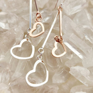Sterling Silver with Rose Gold Plating Heart Earrings