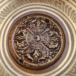 Singing Bowl with Tibetan Symbols Engraved in the Bowl