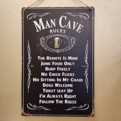 Man Cave Rules Metal Sign (approx 30x20cm)