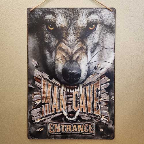 Man Cave Entrance Metal Sign (approx. 30x20cm)