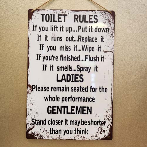Toilet Rules Metal Sign (approx. 30x20cm)