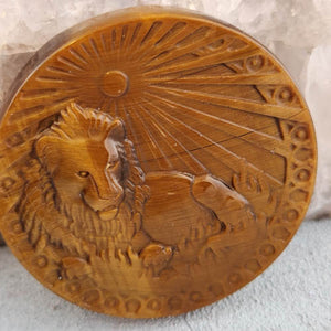 Tiger's Eye Leo Zodiac Disc