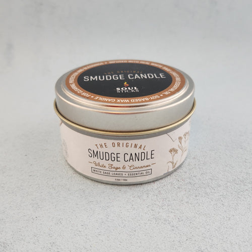 White Sage and Cinnamon Smudge Candle in Tin 100G