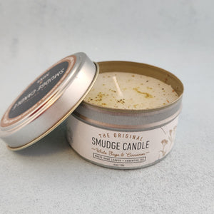 White Sage and Cinnamon Smudge Candle in Tin