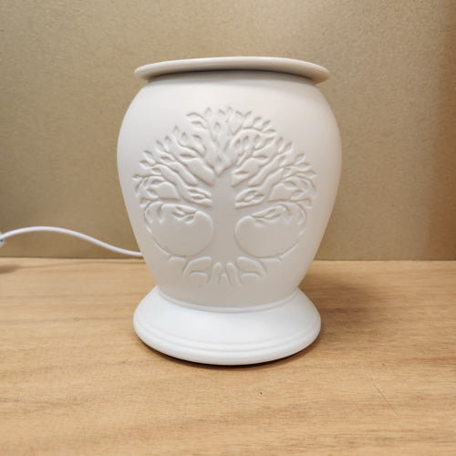 Tree of Life White Ceramic Electric Oil Burner (approx. 15x13x13cm)