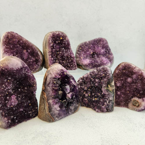 Amethyst Standing Cluster with Polished Edge (assorted. approx. 6.8-10.8x7-9.7x4.4-7cm)