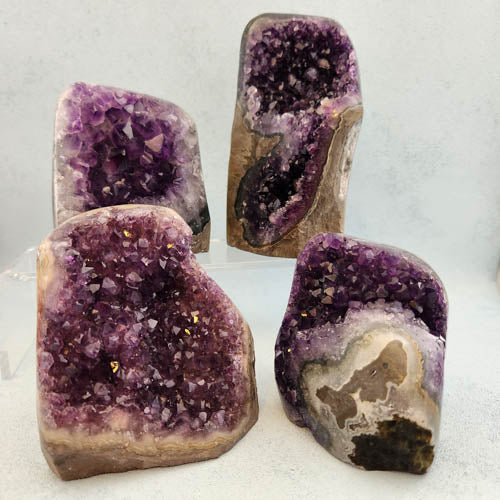 Amethyst Standing Cluster with Polished Edge (assorted. approx. 10-19x7.8-10x6.2-8.2cm)